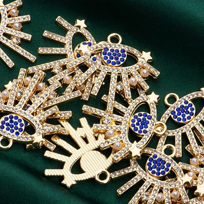 Pack of 20 Rhinestone Charms Gold Plated Pendants Pave Crystal Accessories for Necklace Bracelet Jewelry Making DIY Crafting