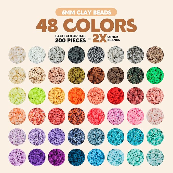 Pizooro Clay Beads 3 Boxes Bracelet Making Kit, 10500pcs Beads for Jewelry Making, Round Letter Beads with Charm and Elastic Strings, Friendship Bracelets Holiday Gifts for Girls Adults