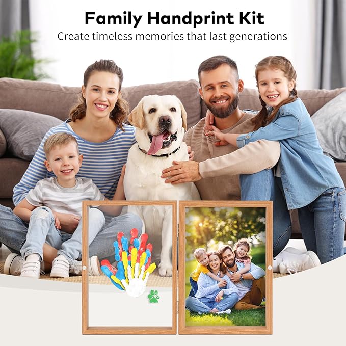 omrhvi family handprint kit, diy craft keepsake, hand print photo frame, family gifts for new mom, new baby, new parents, grandparents, mother's day, father's day, adoption day, anniversary