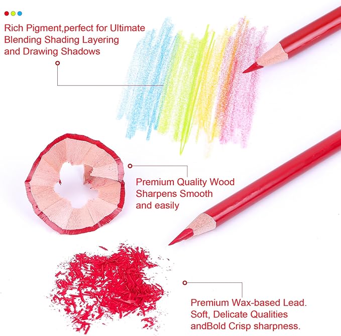 Colored Pencils, Premium Soft Core, 12 Professional Colored Pencil for Adults,school and Coloring Book, Artist Drawing Pencils with a Water Color Brush Gift for Blending, Sketching, Shading