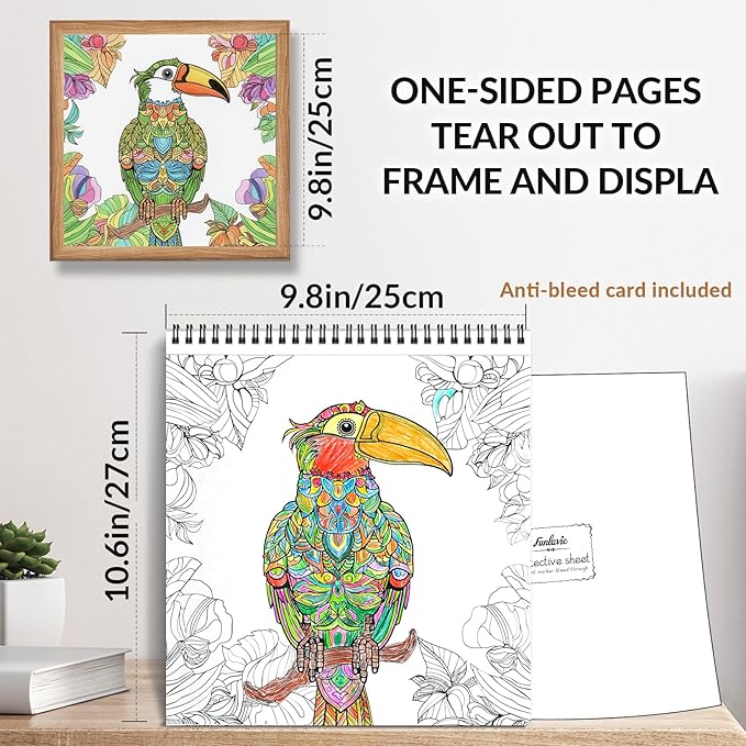 FUN LAVIE Adult Coloring Book - Mandala Animal Designs for Adults Relaxation and Teens Stress Relief, Spiral Bound Coloring Book for Women, Mindfulness Mandalas and Animal Patterns for Anxiety Relief