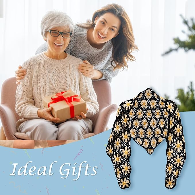 Noocro Crochet Kit for Intermediate or Advanced Levels, Complete Craft Kit for a Floral Daisy Shawl with Step by Step Video Tutorials Detailed Instructions, Perfect Holiday Gift or DIY Project (Black)