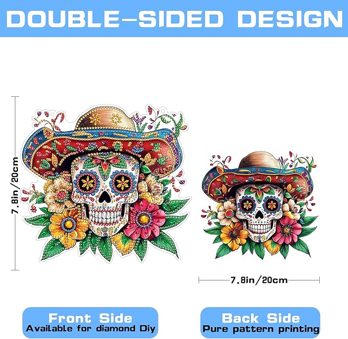 VAIIEYO Skull Diamond Art Hanging Ornament, Flower Diamond Painting Suncatchers Window Hanging Kit with Chain, 7.5x7.5 inch Crystal Pendant Art Craft for Gift Home Wall Front Door Decoration