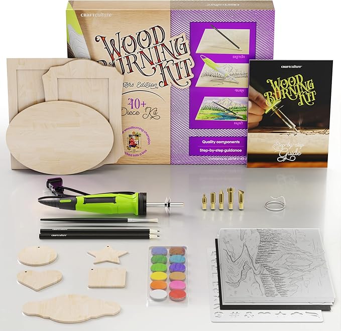 Craft Culture Beginners Wood Burning Kit for Kids, Teenage Boys & Girls - Easter Gifts for Boy & Girl - Craft Projects Birthday Gift Idea for Children Teen Woodburning DIY Hobby Kits Art Activities
