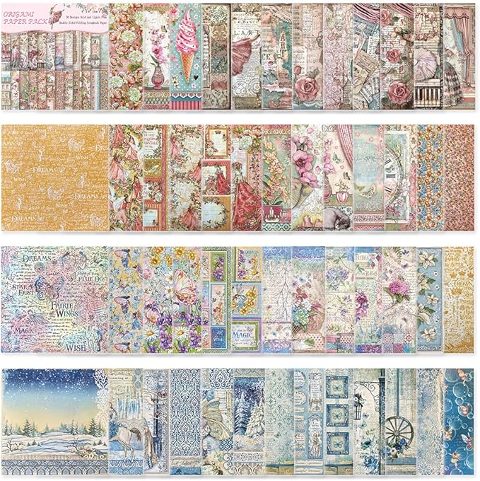 Origami Paper Kit 50 Sheets 70GSM 6 Inch Square Double Sided Color 50 Vivid Japanese Washi Chiyo Colors for Hand Crafts Origami Paper Arts Creativity.Flower Fairy