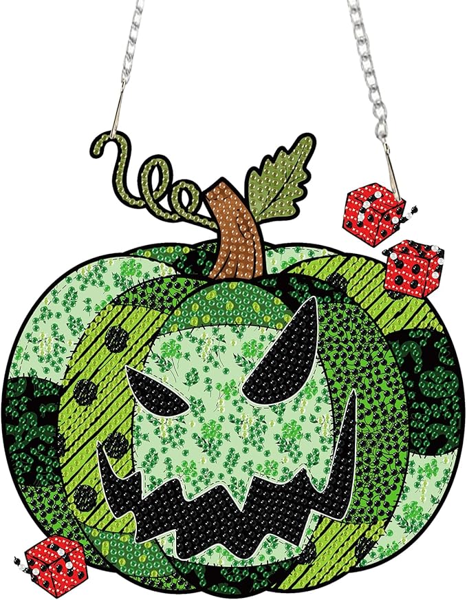 DIY Diamond Art Hanging Kit for Adult,Acrylic Diamond Art Painting Window Pendants Home Garden Wall Hanging Kits Halloween Hanging Festival Gfit