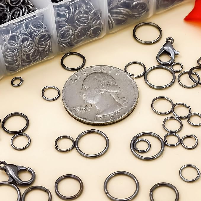1350pcs Open Jump Rings Lobster Clasps Set with Jewelry Pliers,Tweezers and Jump Rings Tool Opener for DIY Earring Bracelet Necklace Extender Chains Jewelry Making (Gunmetal)