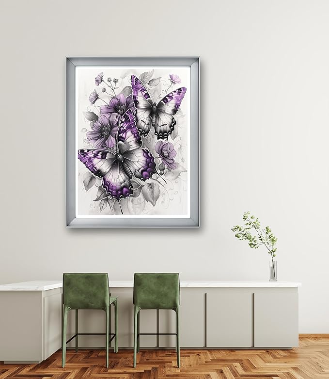 leczany cross stitch stamped kits for adults beginners patterns craft kit needlepoint full range of diy embroidery kits starter 11ct 3 strands | purple butterfly 15.8×20.9 inches