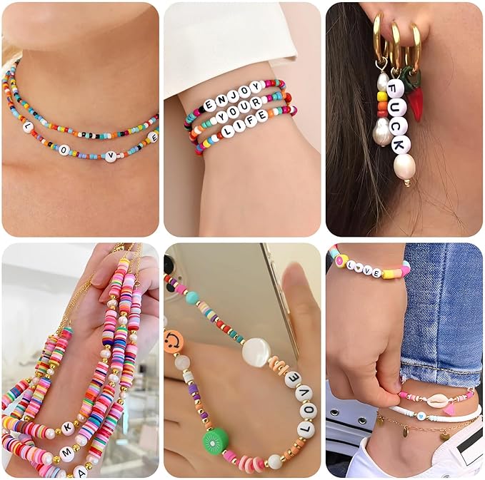 500pcs Letter S Beads Bulk, Letter Beads, Alphabet Bead for Friendship Bracelets, Jewelry Making Supplies,DIY Making Kit