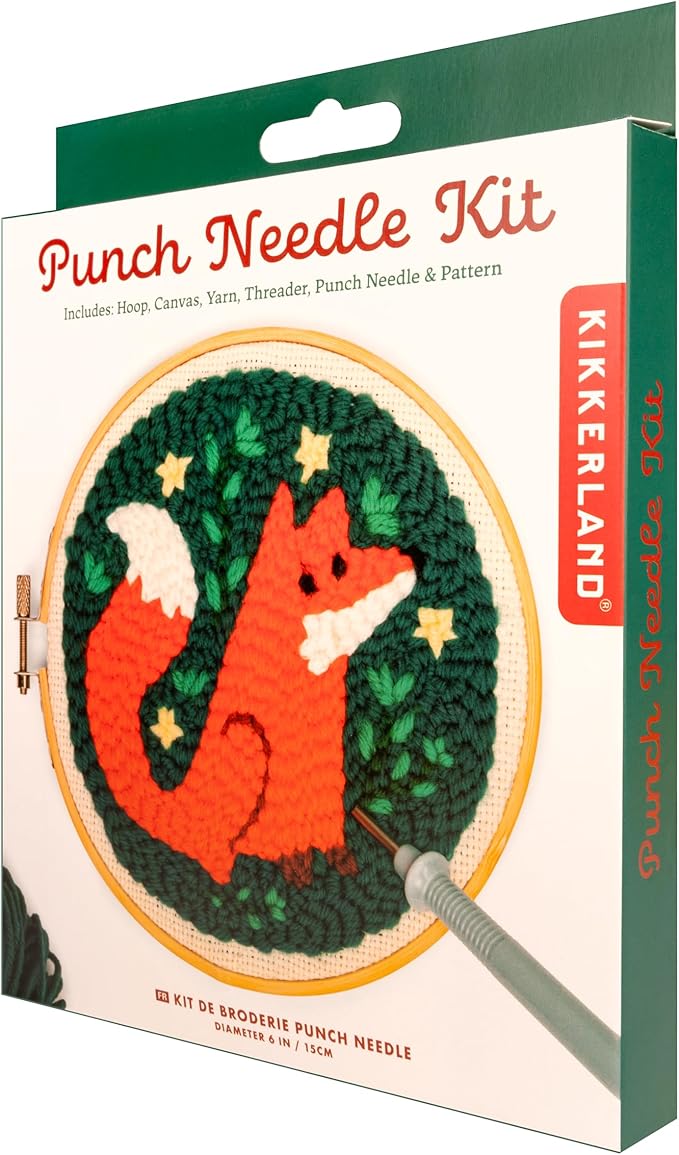 Kikkerland Punch Needle - Fox - Includes Everything Needed