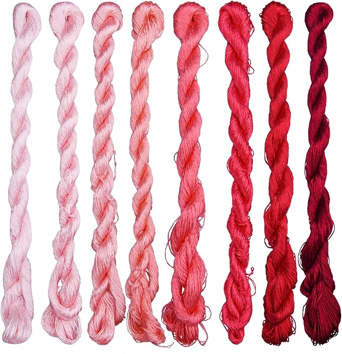 Natural Silk Thread, Handmade Embroidery Thread, 8 Colors, 110m Each, Mulberry Silk Floss for Hand Embroidery, Fine Detailed Needlework, Luxury Embroidery Threads Set（11）