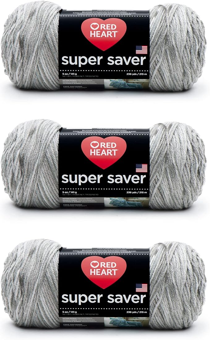 Red Heart Super Saver Soapstone Yarn - 3 Pack of 141g/5oz - Acrylic - 4 Medium (Worsted) - 364 Yards - Knitting/Crochet