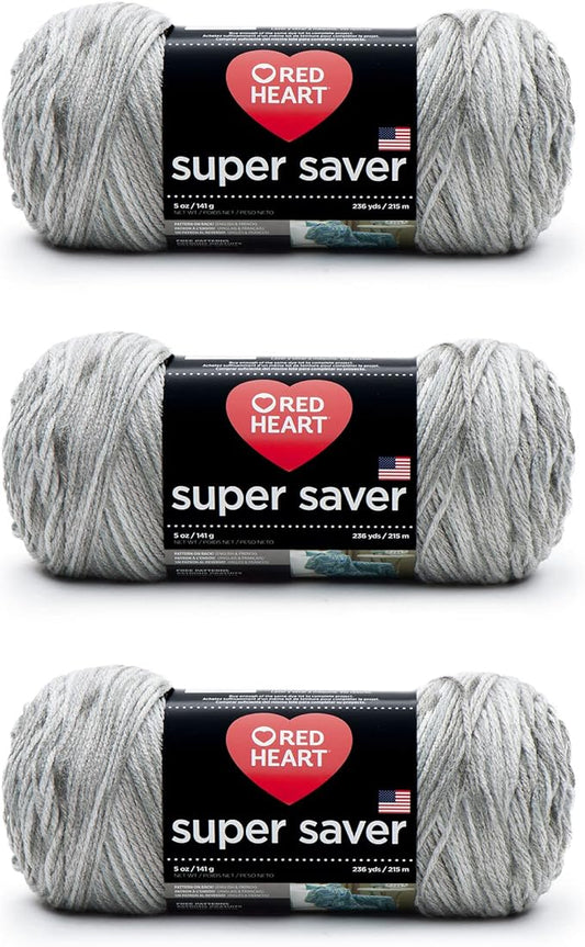Red Heart Super Saver Soapstone Yarn - 3 Pack of 141g/5oz - Acrylic - 4 Medium (Worsted) - 364 Yards - Knitting/Crochet