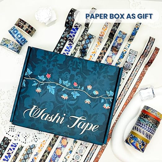 Floral Washi Tape Set, 56 Rolls 4 Size Flower Colored Decorative Blooms Masking Tapes for Scrapbooking, DIY Crafts, Bullet Journal Supplies, Planner, Junk Journal (Symmetry Aesthetics)