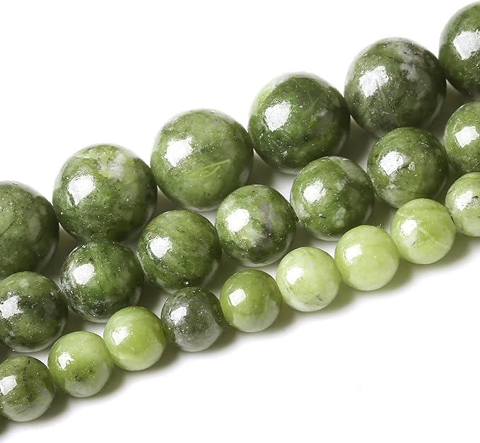 Matcha Green Jade Stone Beads for Jewelry Making Gemstone Round Crystal Bracelet Necklace 1 Strand 15.5inch 35PCS 10MM
