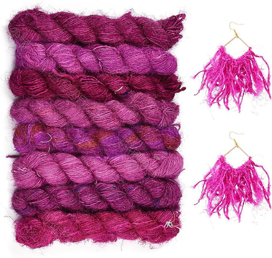 65.62 Yards Sari Silk Ribbon Yarn, Recycled Sari Ribbon Yarn Tassels Skeins Vintage Fabrics Crafts for Knitting Crocheting Macrame Tassels Scrapbook Craft Project Decor