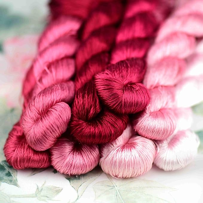 Natural 100% Silk Thread, Handmade Embroidery Thread Silk Floss 8 Colors 110m Each (35)