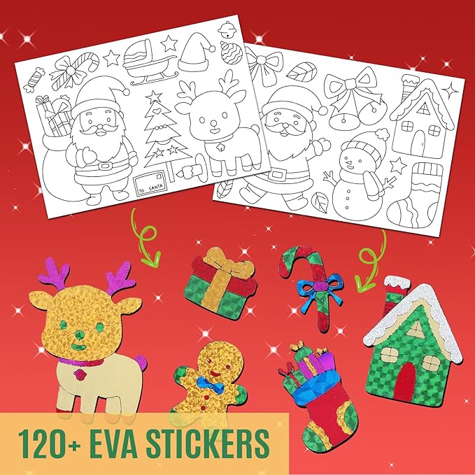 atfunshop christmas crafts for kids - magical foil diy christmas gift cards - no mess xmas art activities kit for ages 4 5 6 7 8 9 - fun & ideal stocking stuffer & christmas gift for boys & girls