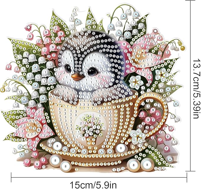 Tontut Penguin Diamond Art Painting Kits Hanging Decoration,5D Diamond Art Painting,DIY Special Shape Diamond Craft Wall Garden Decoration,Gifts