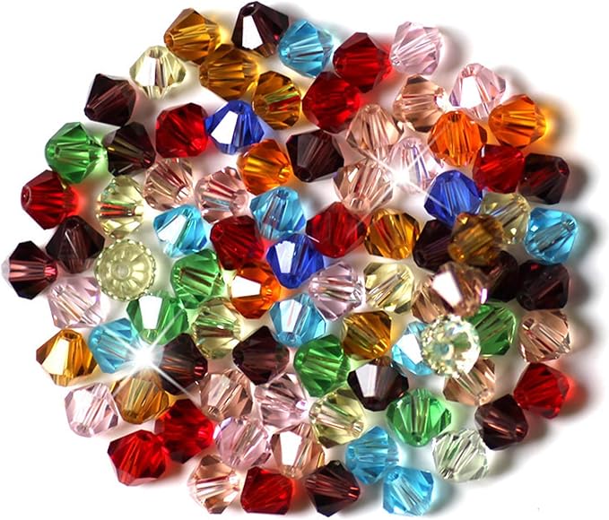 laopottbeads 1100pcs 4mm bicone crystal glass beads for jewelry making, sparkling mini beads for suncatchers, diy bracelets & craft projects (multicolored)