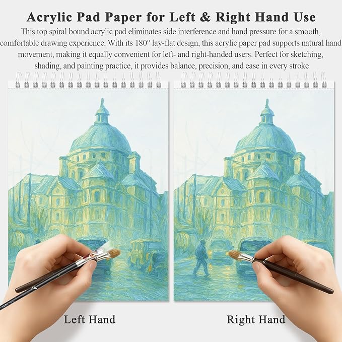 Fuxi Acrylic Sketchbook 8.5x11, 20 Sheets(40page) Paint Paper for Acrylic Painting, 246 lb/ 400gsm Paper for Paint Pens.