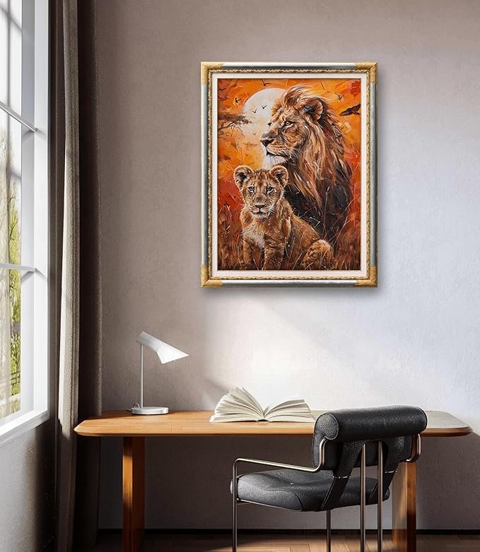 leczany cross stitch stamped kits for adults beginners patterns craft kit needlepoint full range of diy embroidery kits starter 11ct 3 strands | the lion king and the young 17.7×23.6 inches