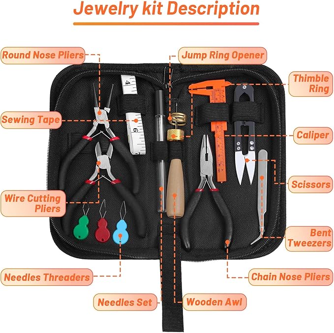 Audab Jewelry Wire Wrapping Jewelry Making Supplies Kit, Ring Sizer Measuring Tools Kit with Tools, Ring Craft Wires, Jewelry Findings for Rings Repair