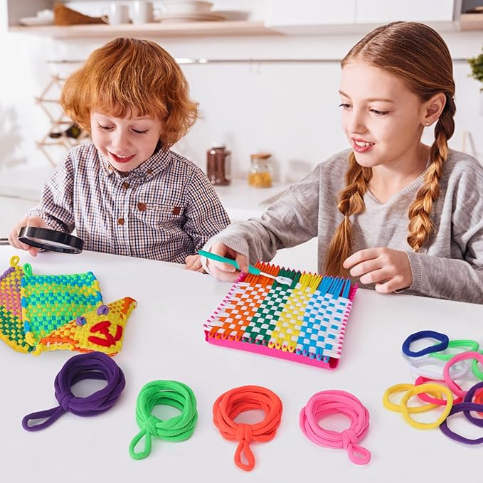 prebox weaving loom loop refill,7 inch 288 pcs in 8 vibrant colors, potholder loops, loom refill loops craft for kids
