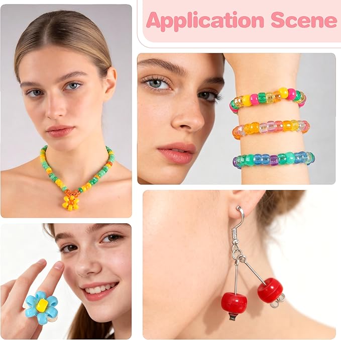 1000Pcs Pony Beads for Bracelets, Multi-Colored Plastic Pony Beads Bulk, 6×9mm Friendship Bead for Jewelry Making for DIY Hair Braiding Keychains Necklaces Crafts Party Supplies