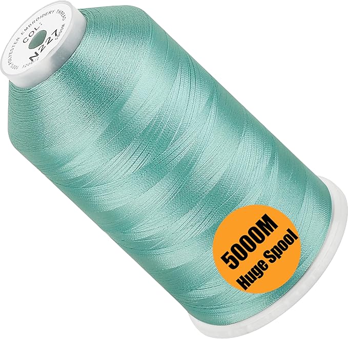 New brothread - Single Huge Spool 5000M Each Polyester Embroidery Machine Thread 40WT for Commercial and Domestic Machines - Pale Aqua(Janome Color)