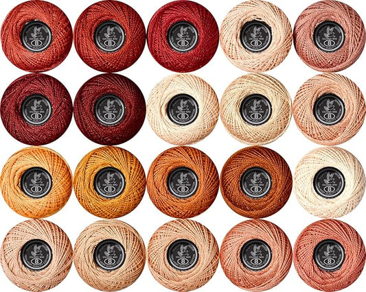 Soft 20 Colors Classic Crochet Thread 20 Pack,100% Cotton (Golden Brown-977-3064)