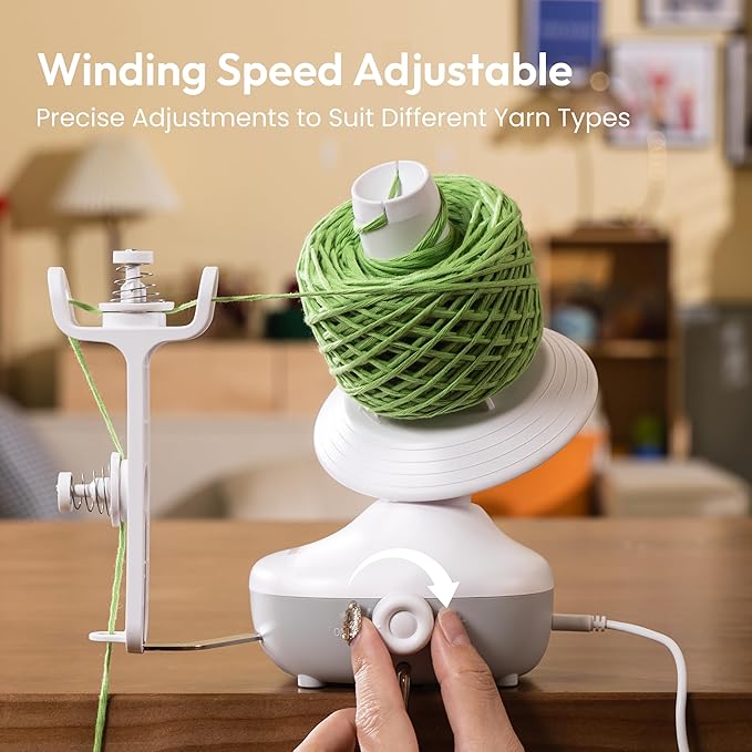 Yarn Winder, Electric Yarn Ball Winder for Crocheting, Compact Yarn Cake Winder with Strong Tension Stepless Speed, Automatic Yarn Spinner Wool Winder, Ideal Helper for Knitting Lovers(White)