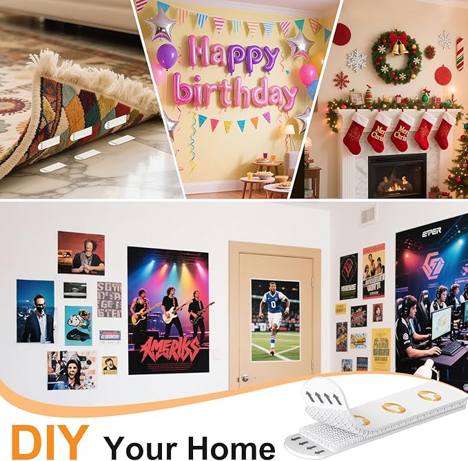 XL Picture Hanging Strips Heavy Duty, 40 Strips Damage Free Removal Picture Hangers for Wall, Sticky Hook & Loop Adhesive Strips for Poster/Picture/Home/Office, 20 Pairs/X-Large, White