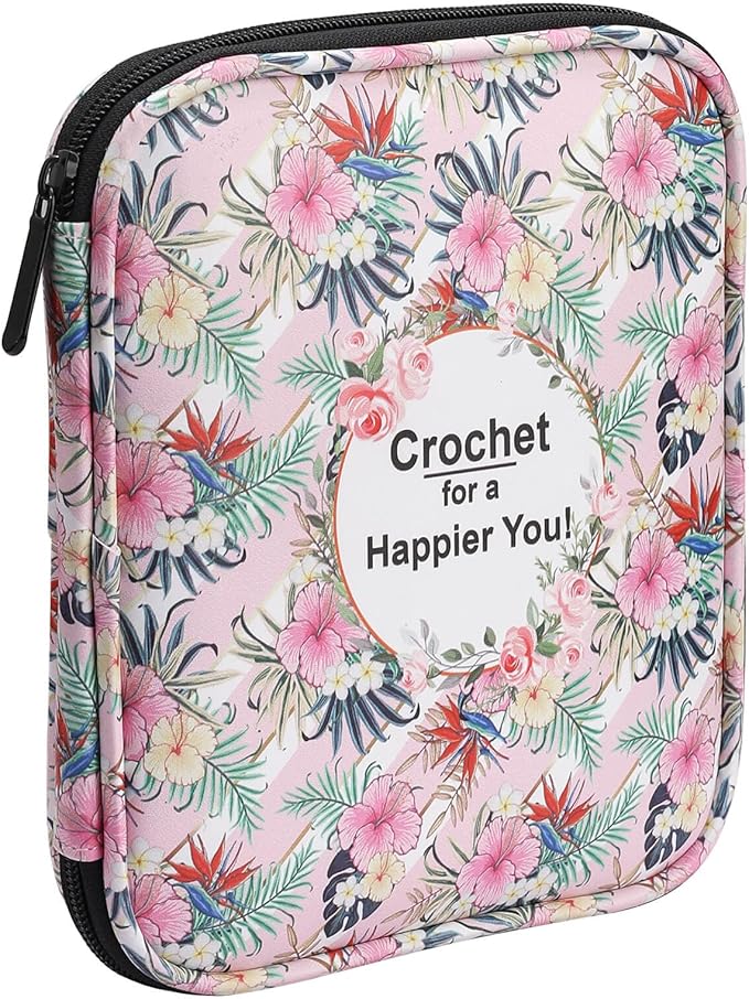 LOOEN 62PCS Crochet Hook set with Case, 9 pcs Rubbery Handles crochet hooks 2.0MM-6MM and Aluminum Crochet Hooks Set 2.0MM-8MM, Comfort Grip Crochet Hook Set for Beginners and Crochet Lovers(A - Pink)