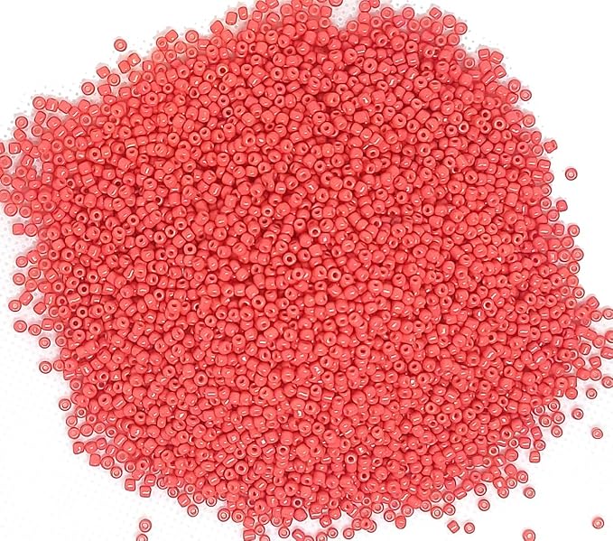 Perlin Glass Seed Beads 2mm 11/0 Round Mini Small Pony Beads 6500pcs for Making Earrings Bracelets Pendants Waist Jewelry DIY Handmade Opaque Color Kit (Coral)