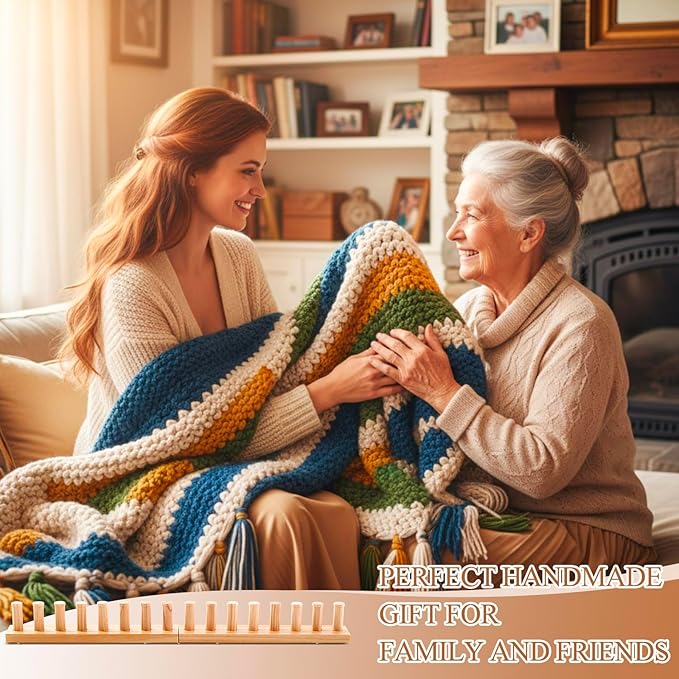 Novabright 28" Chunky Knitting Loom, Foldable Chunky Yarn Loom Adjustable DIY Blanket Knitting kit for DIY Scarves, Pillows, Home Decor, Yarn Craft, Beginner, Portable Hand Weaving Kit