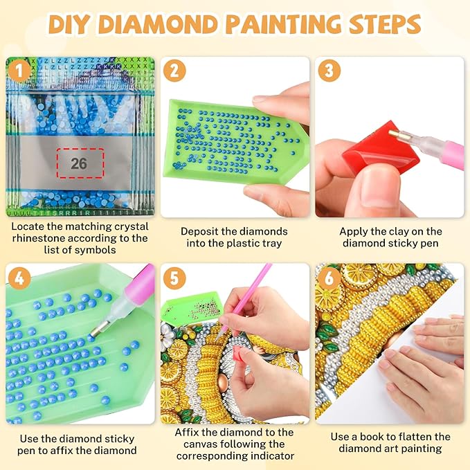 Bowetile Gnome Diamond Art Hanging Kits for Adults, Diamond Art Suncatchers Lemon, 5D Special Shape Diamond Painting Pendant Window Ornament Gifts for Home Wall Door Garden Decor