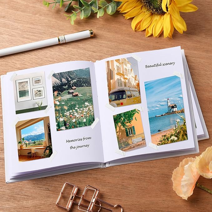 zmybcpack 6 pack white hardcover blank book 6x8 inch, hardcover blank book for students to write stories, draw sketch journal（white，22 sheets/ 44 pages each）