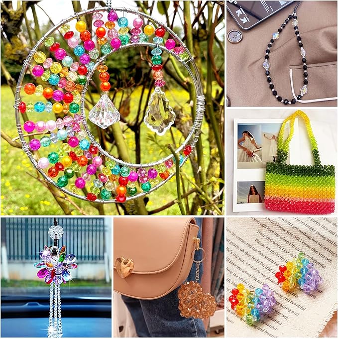 XSEINO 3760 Pieces 6mm Crystal Beads for Jewelry Making, 47 Colors Crystal Acrylic Beads for Bracelets Jewelry Making and DIY Crafts