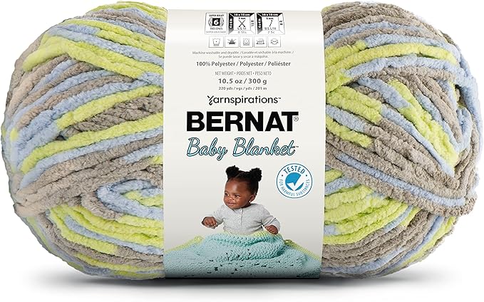 Bernat BABY BLANKET BB Little Boy Dove Yarn - 1 Pack of 10.5oz/300g - Polyester - #6 Super Bulky - 220 Yards - Knitting/Crochet