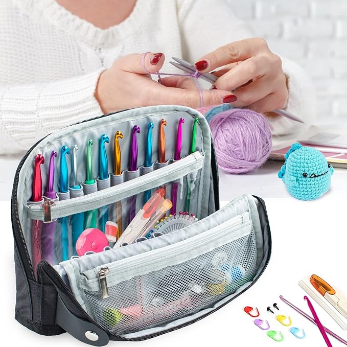 Crochet Hook Case Empty - Crochet Hook Organizer Stand Up Unique Design -Corchet Organizer - for Knitting & Crochet Supplies(Case Only)
