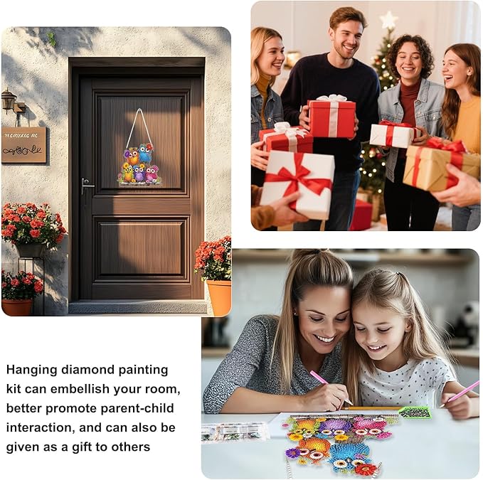 TOSTOG Cute Bird Diamond Art Hanging Kits for Adults, Birds Diamond Painting for Adults Window Pendant, Special Shape Diamonds Diamond Painting Hanging Pendant Kit for Wall Home Decor Gift