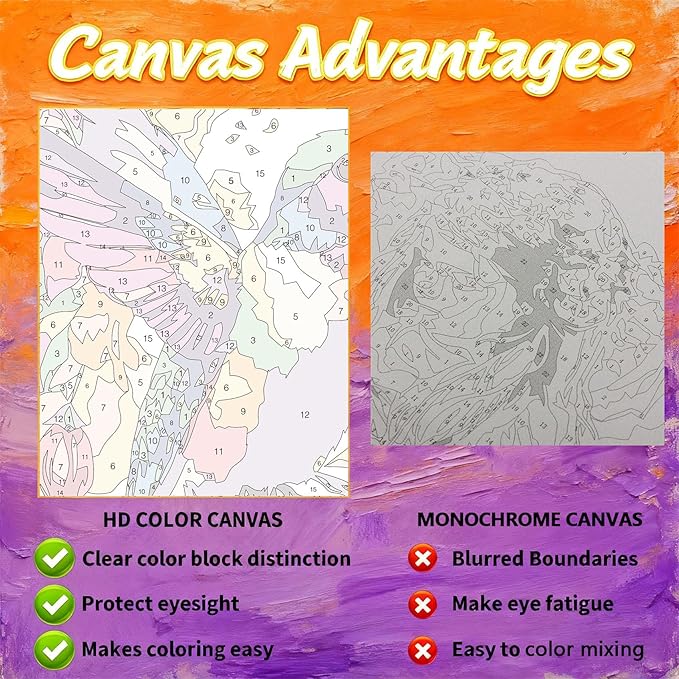 Gemozaic Framed Paint by Numbers Kit for Adults, Hummingbird Adults Paint by Number Kits on Canvas with Wooden Easel for Home, Office, Wall Decor, 8 x 12 Inch