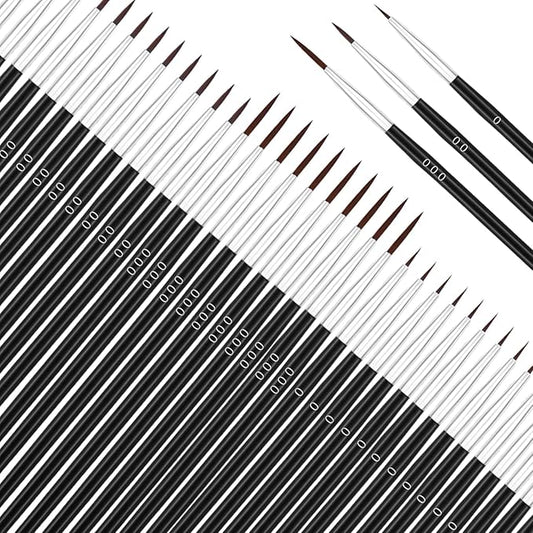 Anezus 60Pcs Thin Detail Paint Brushes Fine Tip Paint Brushes Set with 3 Size #000#00#0 Liner Brush for Miniature 40k Model Crafts Watercolor Acrylics Oil