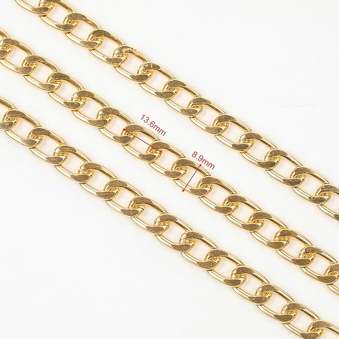 YOUBEIYEE 16.4 Feet Gold Chain for Jewelry Making, Lightweight Gold Plated Aluminum Curb Chain Handmade Decorative Craft Chain