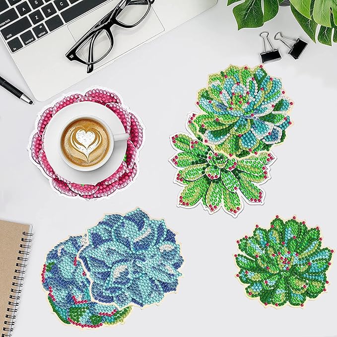 EWJRNSF 8 PCS Diamond Art Coasters Kit, Small Diamond Painting Coasters, Fall Diamond Art Kits for Adults Beginners, Arts and Crafts Supplies Item Sets with Holder