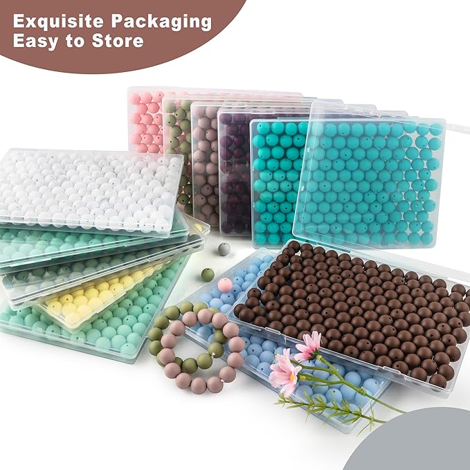 150Pcs 15mm Silicone Beads for Keychain Making Bracelet Necklace, Bulk Round Silicone Beads for Pens(Rose Brown)