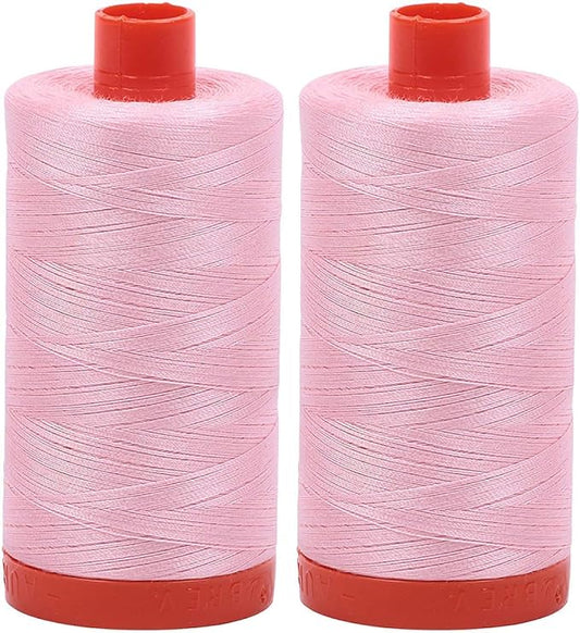 2-Pack - Aurifil 50WT - Baby Pink (2423) Solid - Mako Cotton Thread - 1422 Yards Each2