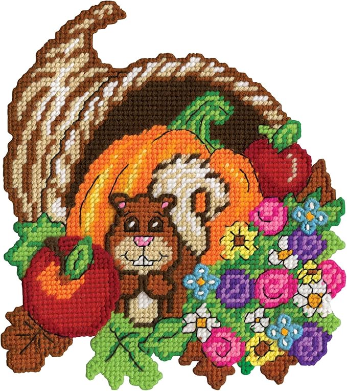 Design Works Crafts Cornucopia Squirrel Plastic Canvas Wall Décor Kit