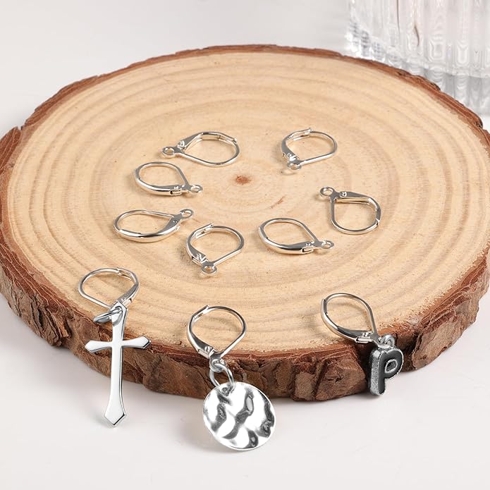 925 sterling silver leverback french hooks - hypoallergenic earring backs with jump rings set - dangle hooks sterling silver findings supplies for jewelry making